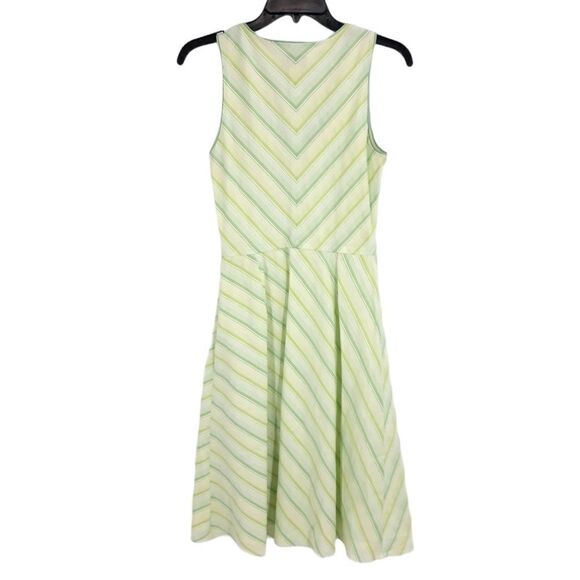 Ann Taylor Loft Dress Cotton Sleeveless Retro Fit Flare Striped Pale Green Sz 4 - Picture 5 of 10
